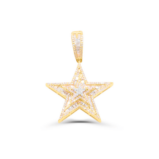 10K Gold Diamond Star Pendant 0.95CT