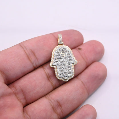 10K Gold Diamond Hamsa Pendant 1.50CT