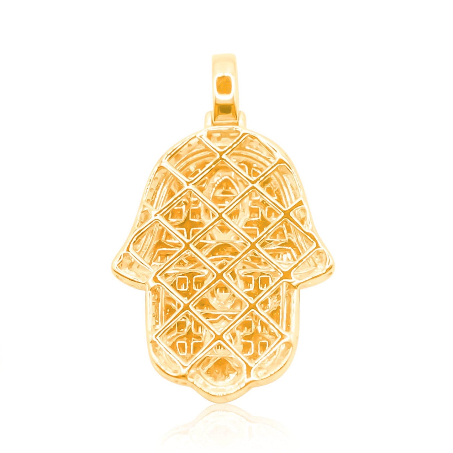 10K Gold Diamond Hamsa Pendant 1.50CT