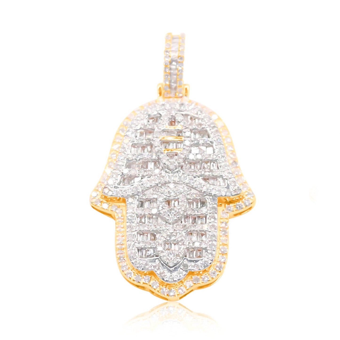 10K Gold Diamond Hamsa Pendant 1.50CT