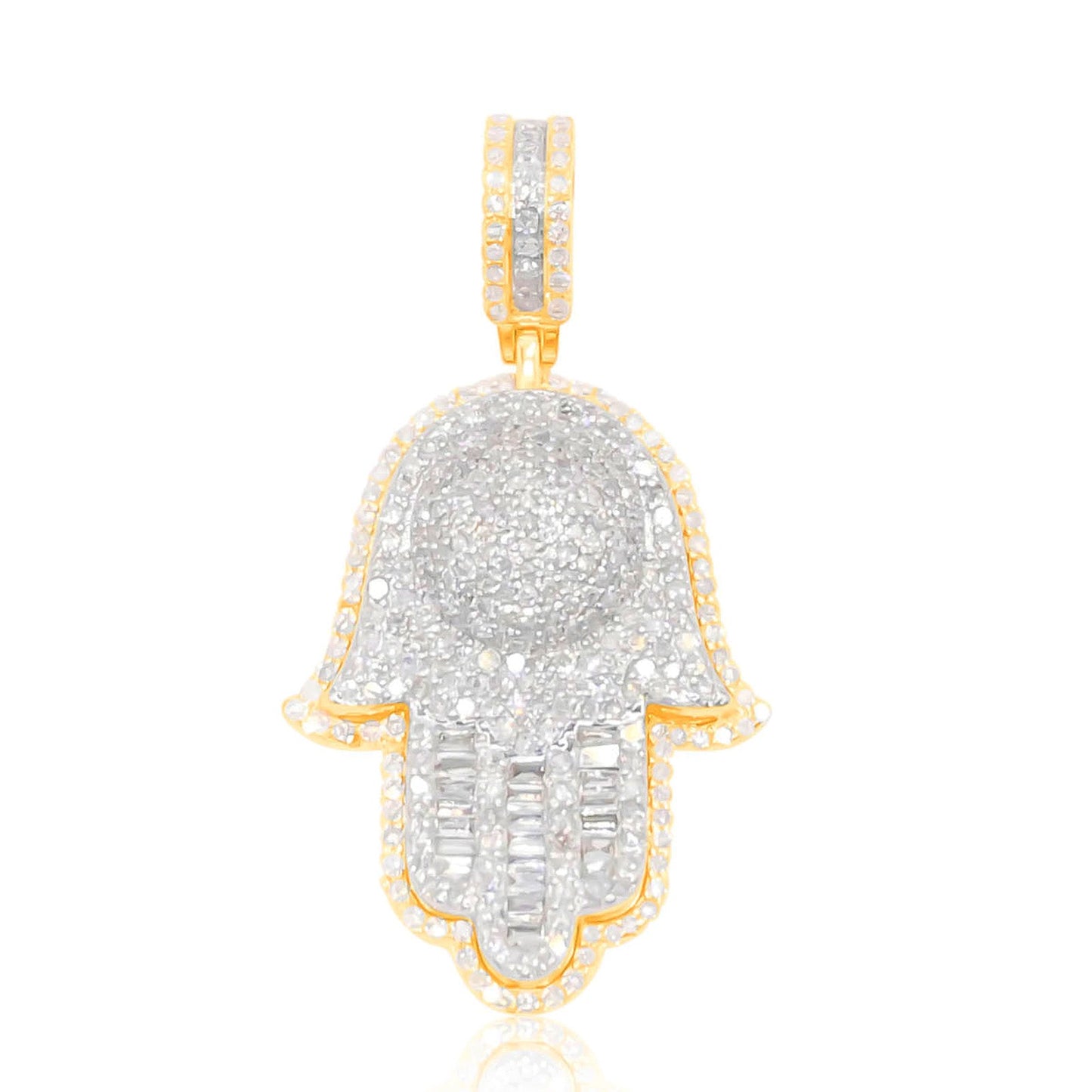 10K Gold Diamond Hamsa Pendant 1.50CT