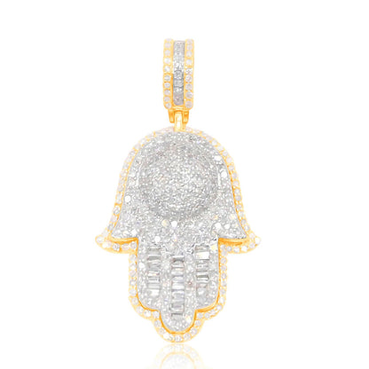 10K Gold Diamond Hamsa Pendant 1.50CT