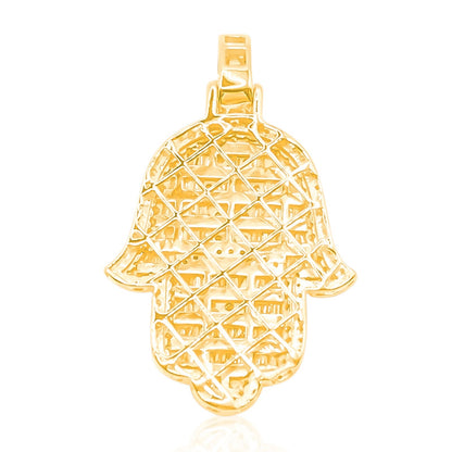 10K Gold Diamond Hamsa Pendant 1.75CT