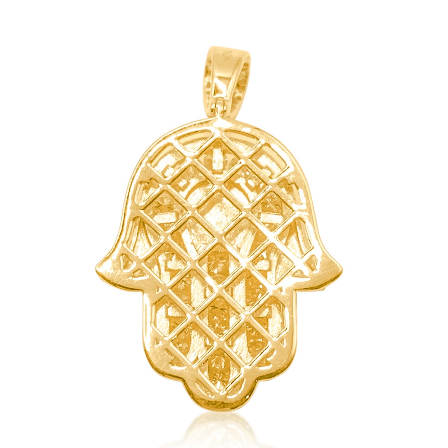 10K Gold Diamond Hamsa Pendant 1.80CT