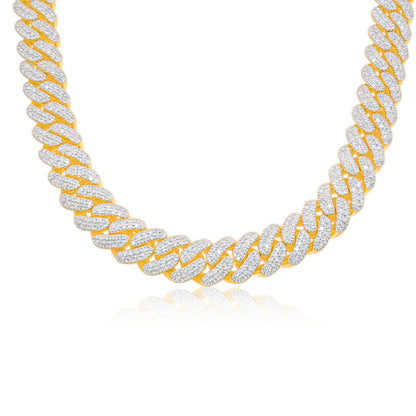 13.8mm 10K Gold Diamond Cuban Link Chain