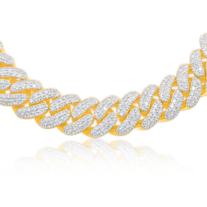 13.8mm 10K Gold Diamond Cuban Link Chain