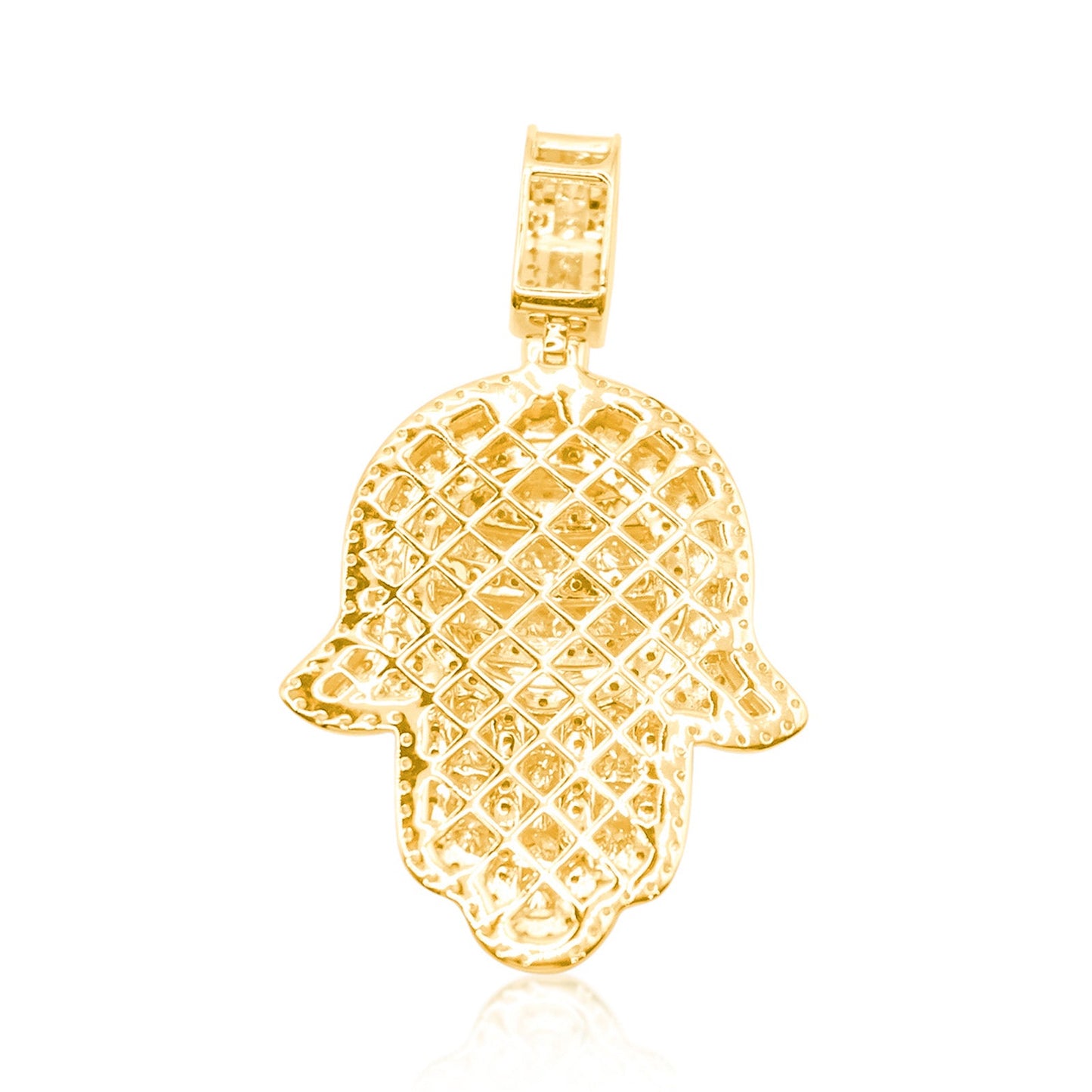 10K Gold Diamond Hamsa Pendant 2.09CT