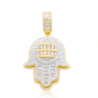 10K Gold Diamond Hamsa Pendant 2.09CT