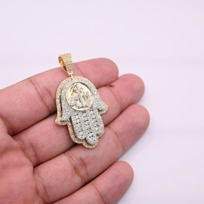 10K Gold Diamond Hamsa Pendant 2.50CT