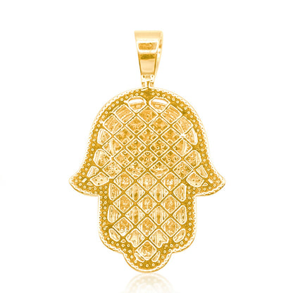 10K Gold Diamond Hamsa Pendant 2.50CT