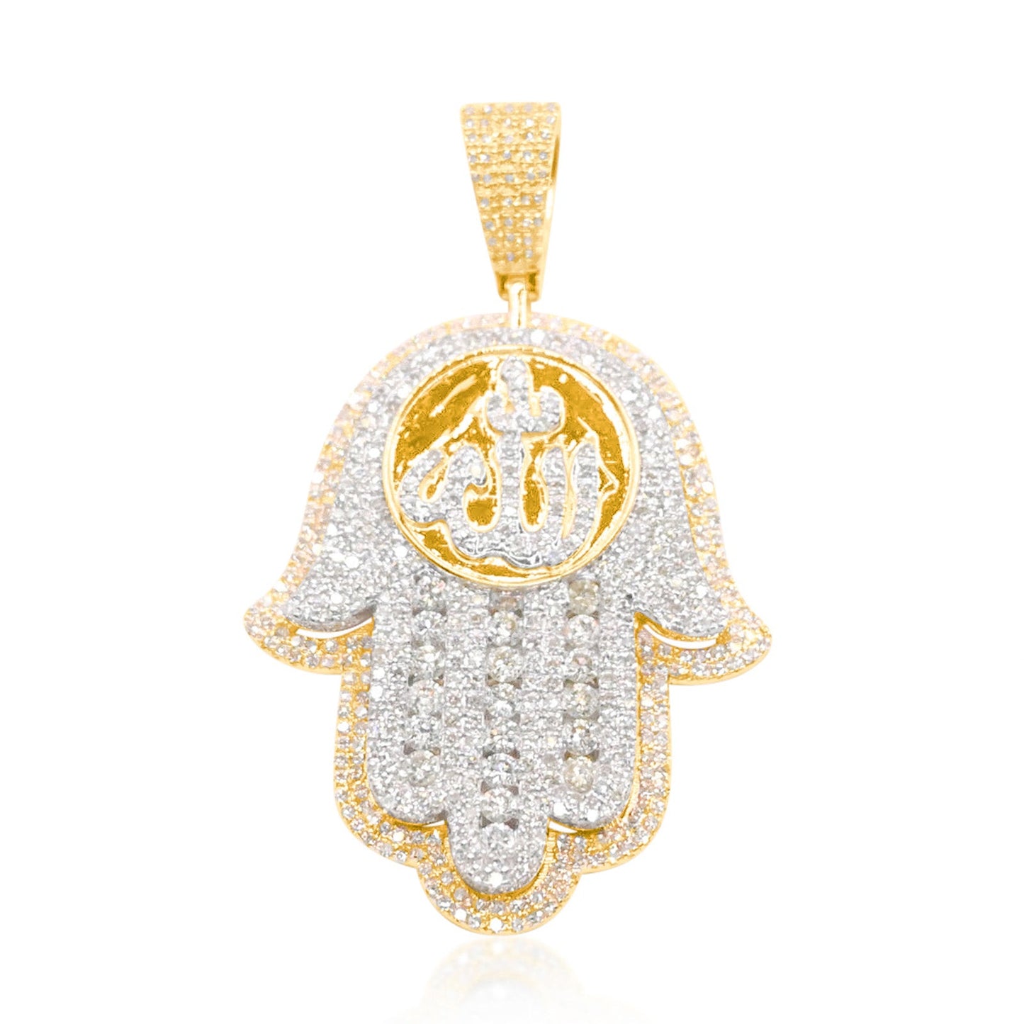 10K Gold Diamond Hamsa Pendant 2.50CT