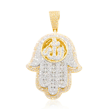 10K Gold Diamond Hamsa Pendant 2.50CT