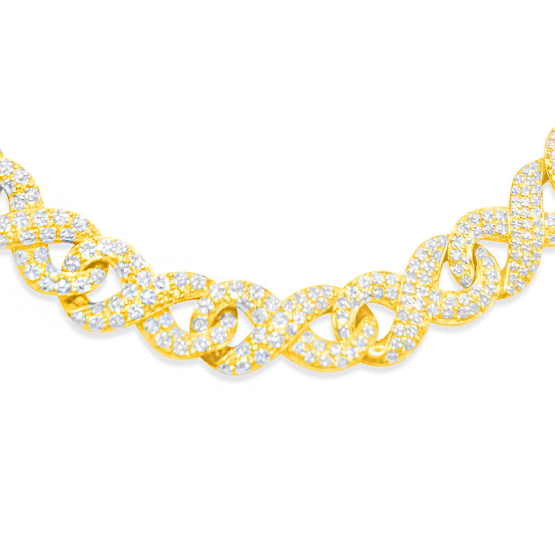 7.7mm 10K Gold Diamond Infinity Link Chain