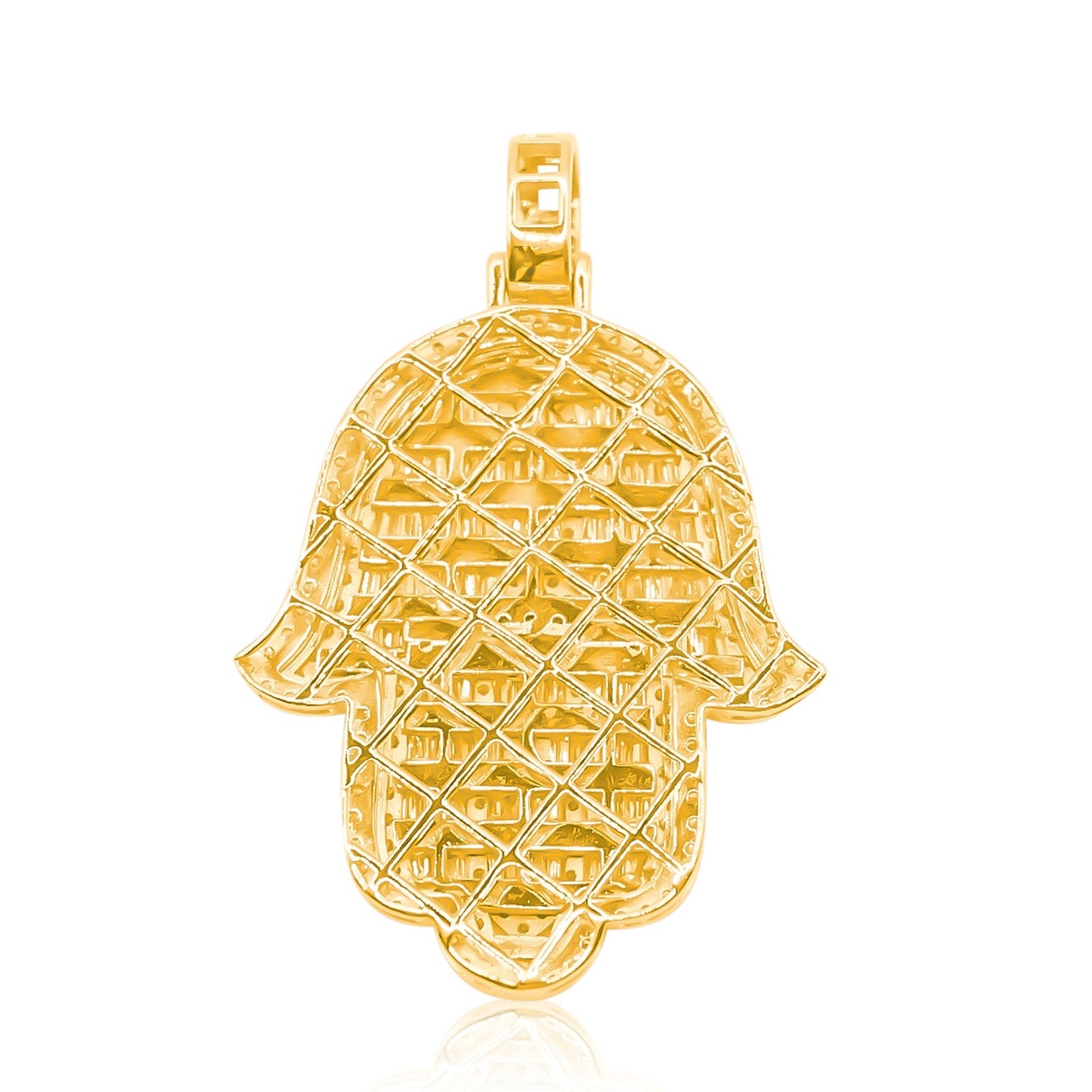 10K Gold Diamond Hamsa Pendant 4.00CT