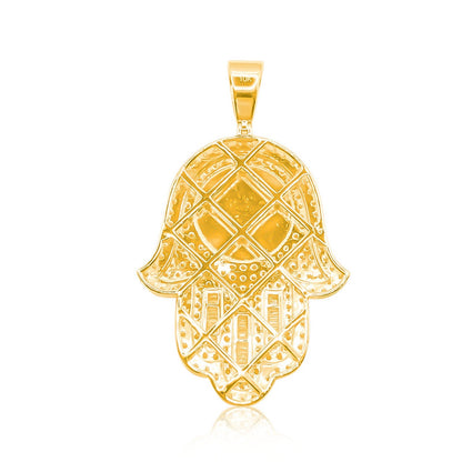 10K Gold Diamond Hamsa Pendant 7.00CT