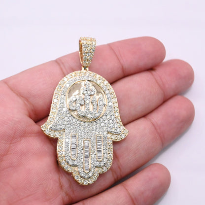 10K Gold Diamond Hamsa Pendant 7.00CT