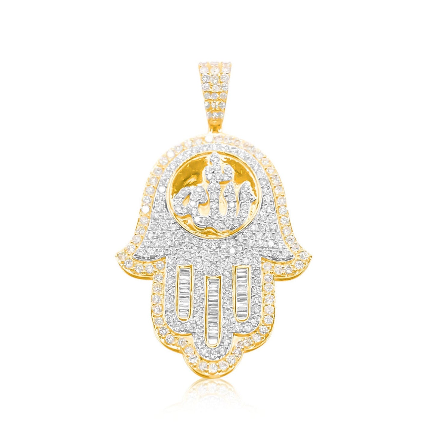 10K Gold Diamond Hamsa Pendant 7.00CT