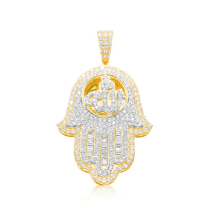 10K Gold Diamond Hamsa Pendant 7.00CT