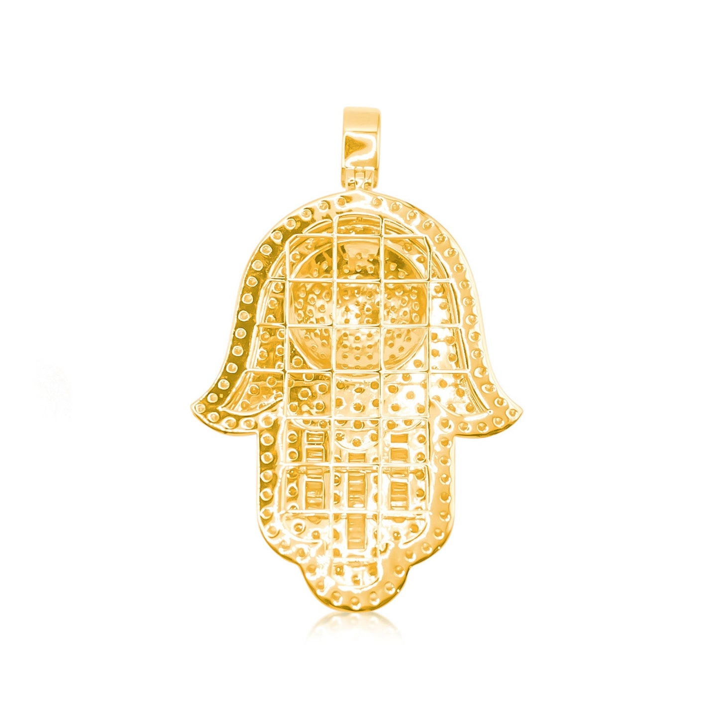 10K Gold Diamond Hamsa Pendant 8.00CT