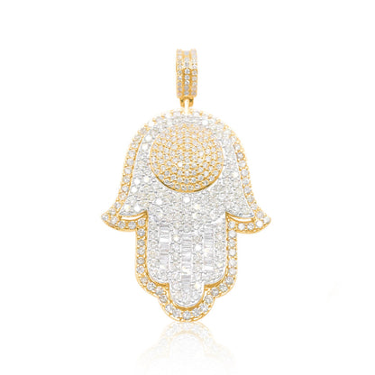 10K Gold Diamond Hamsa Pendant 8.00CT