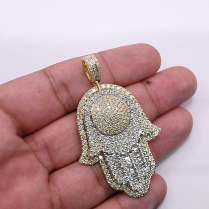 10K Gold Diamond Hamsa Pendant 8.00CT