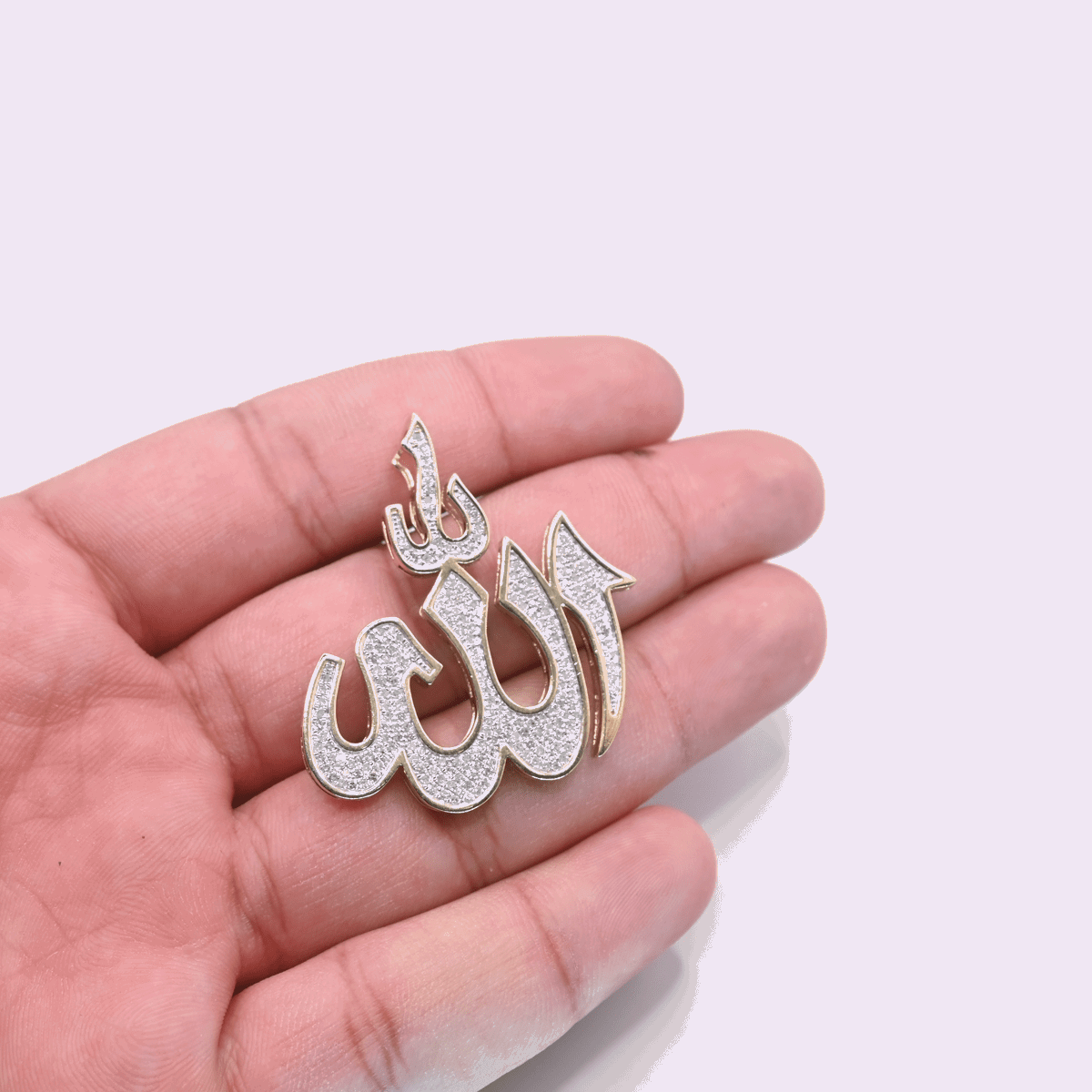 10K Gold Diamond Allah Pendant 2.00CT