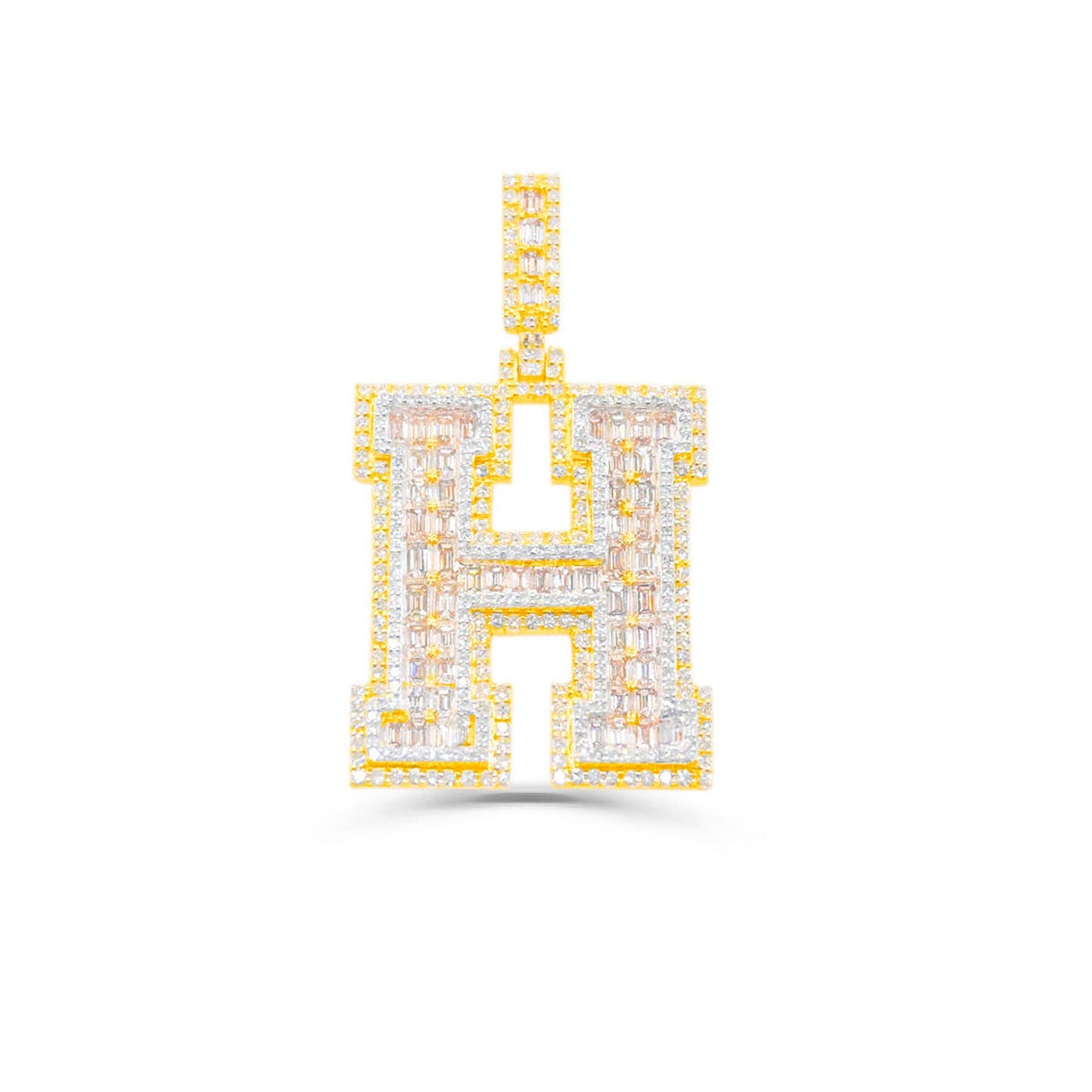 10K Gold Diamond Letter H Pendant