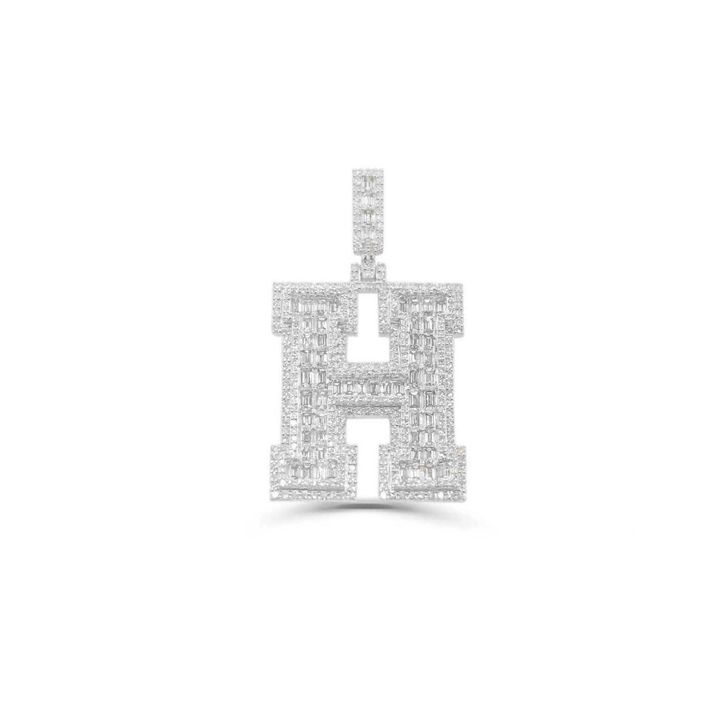 10K Gold Diamond Letter H Pendant