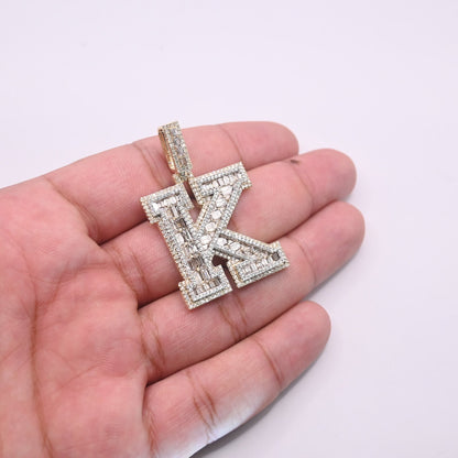 10K Gold Diamond Letter K Pendant