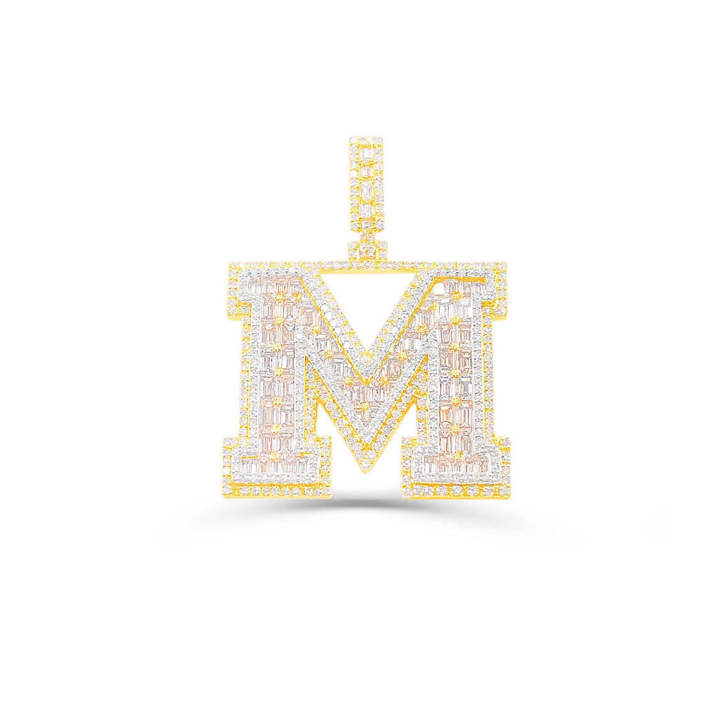 10K Gold Diamond Letter M Pendant