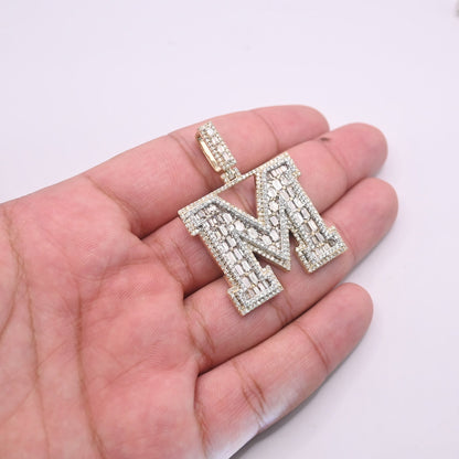 10K Gold Diamond Letter M Pendant