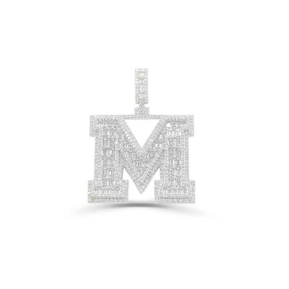 10K Gold Diamond Letter M Pendant