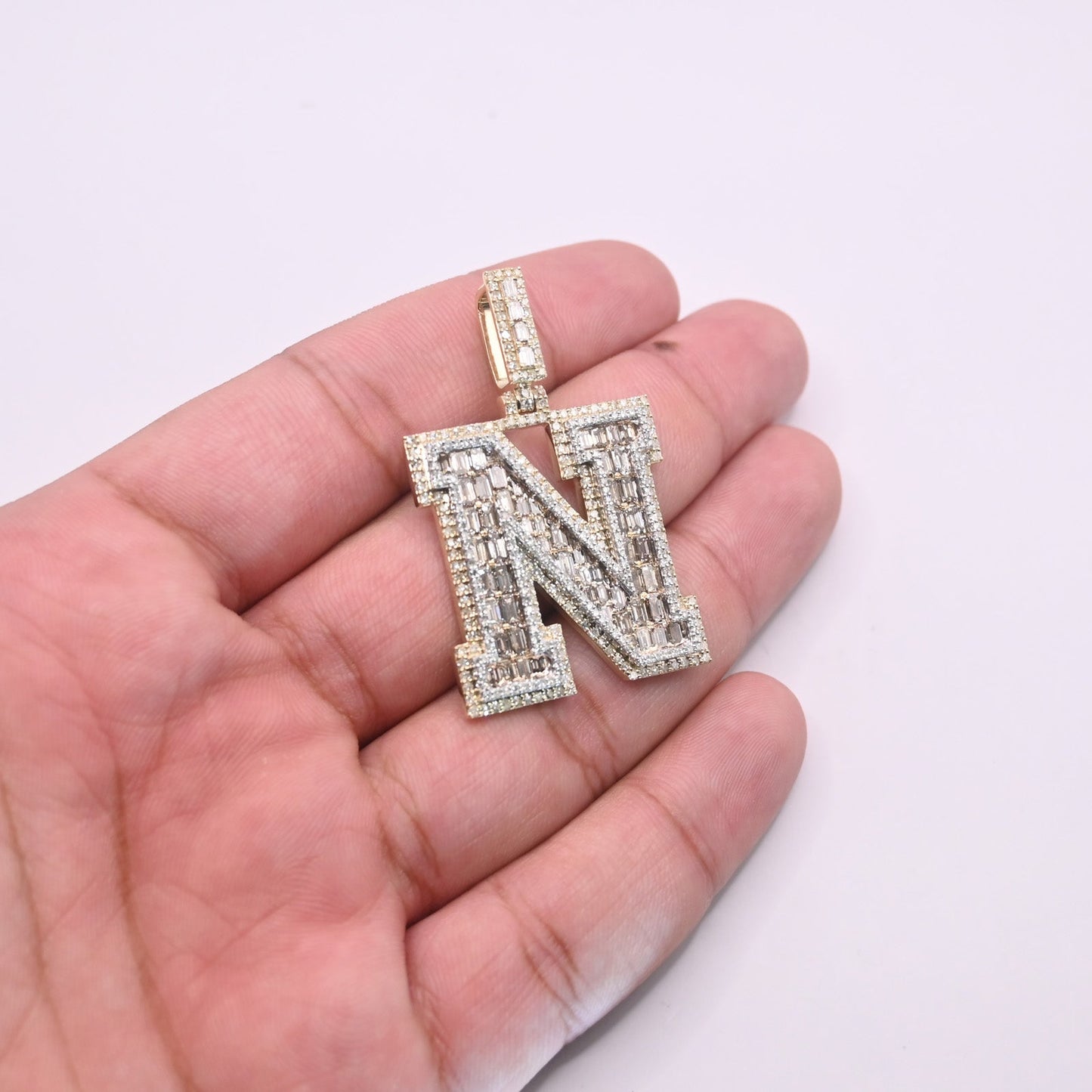 10K Gold Diamond Letter N Pendant