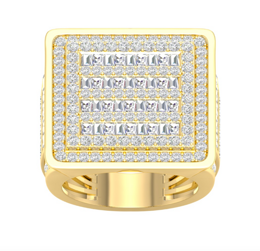 10K Gold Diamond Square Men's Ring 3.00CT