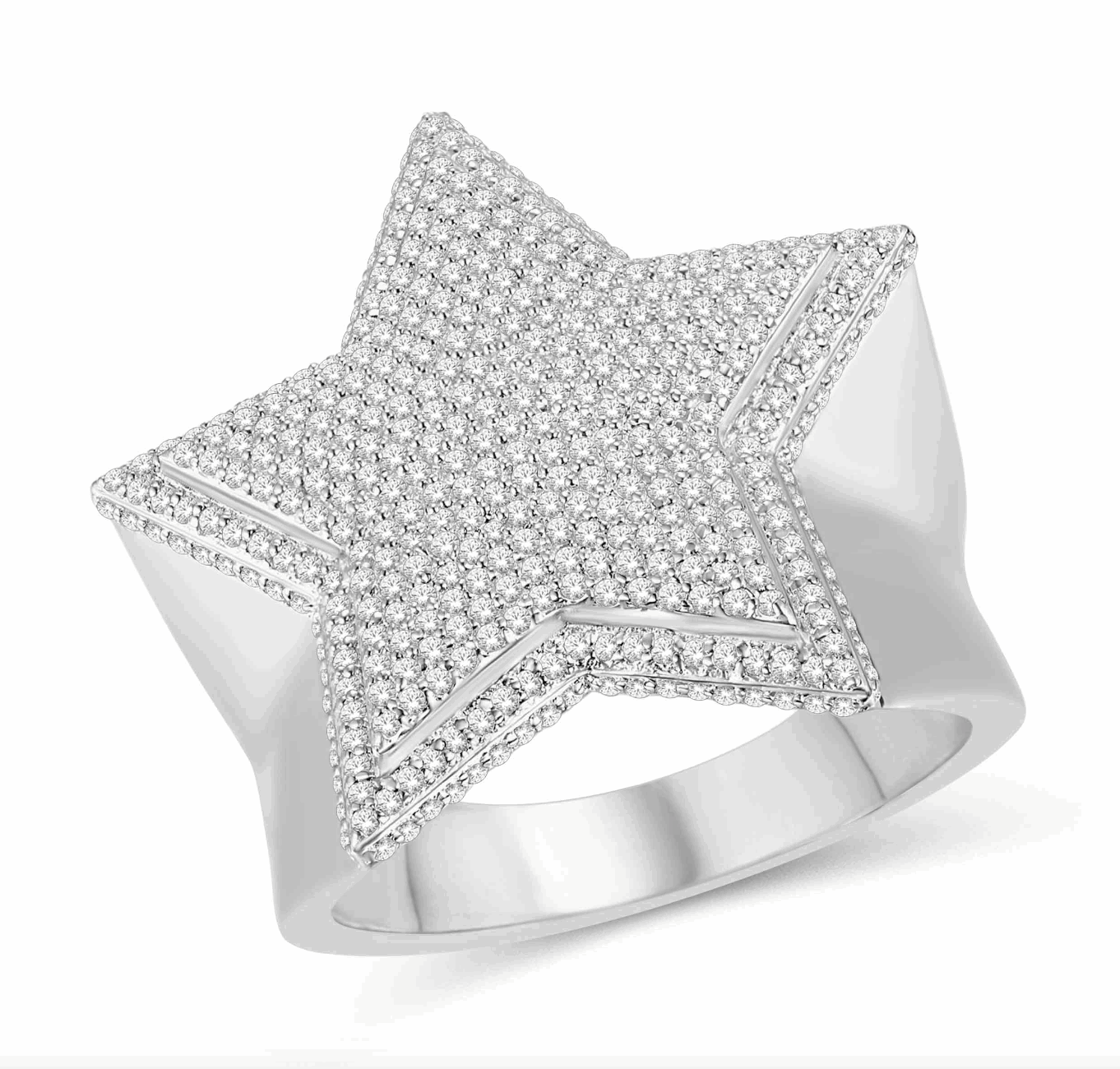 10K Gold Diamond Men's Star Ring 0.98CT