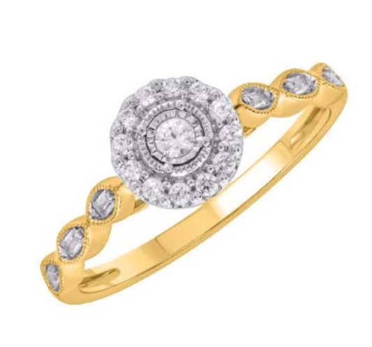 10KT Gold Diamond Women's Ring 0.19CTW