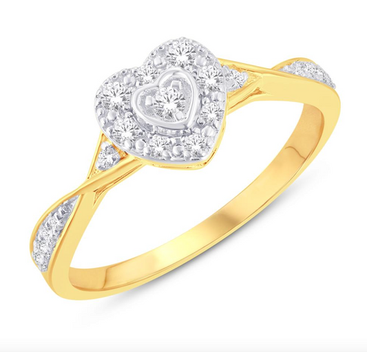 10KT Gold Diamond Women's Ring 0.19CTW