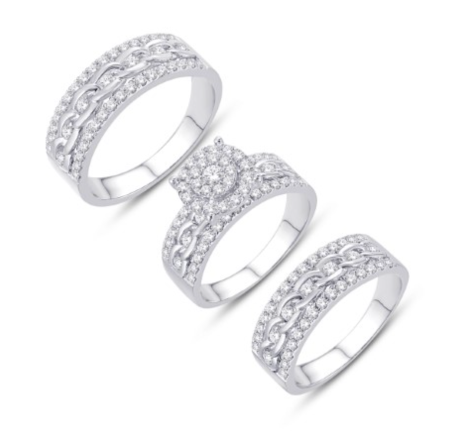 10K Trio Bridal Set 1.51CTW