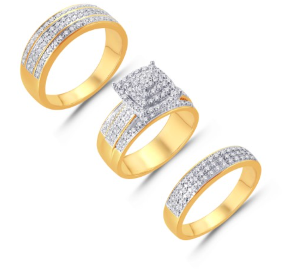 10K Trio Bridal Set 0.69CTW