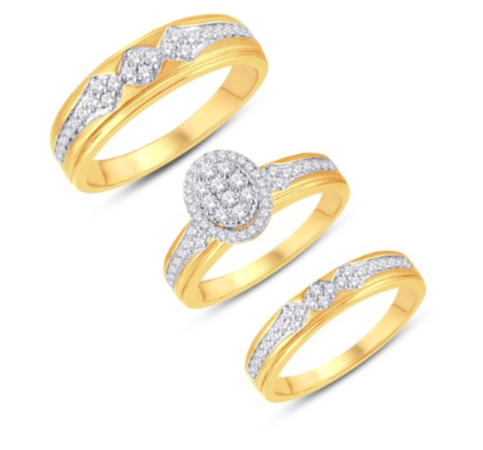 10K Trio Bridal Set 0.74CTW