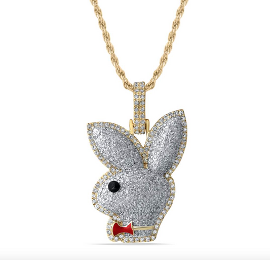 10K Gold Diamond Playboy Pendant 1.09CT