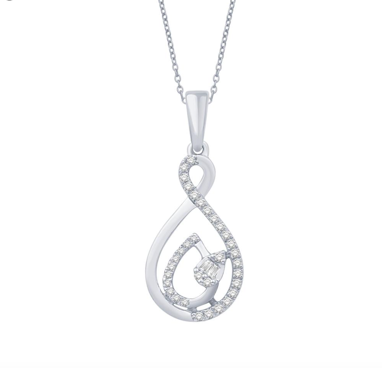 14K Gold Diamond Pendant with Chain 0.14CT