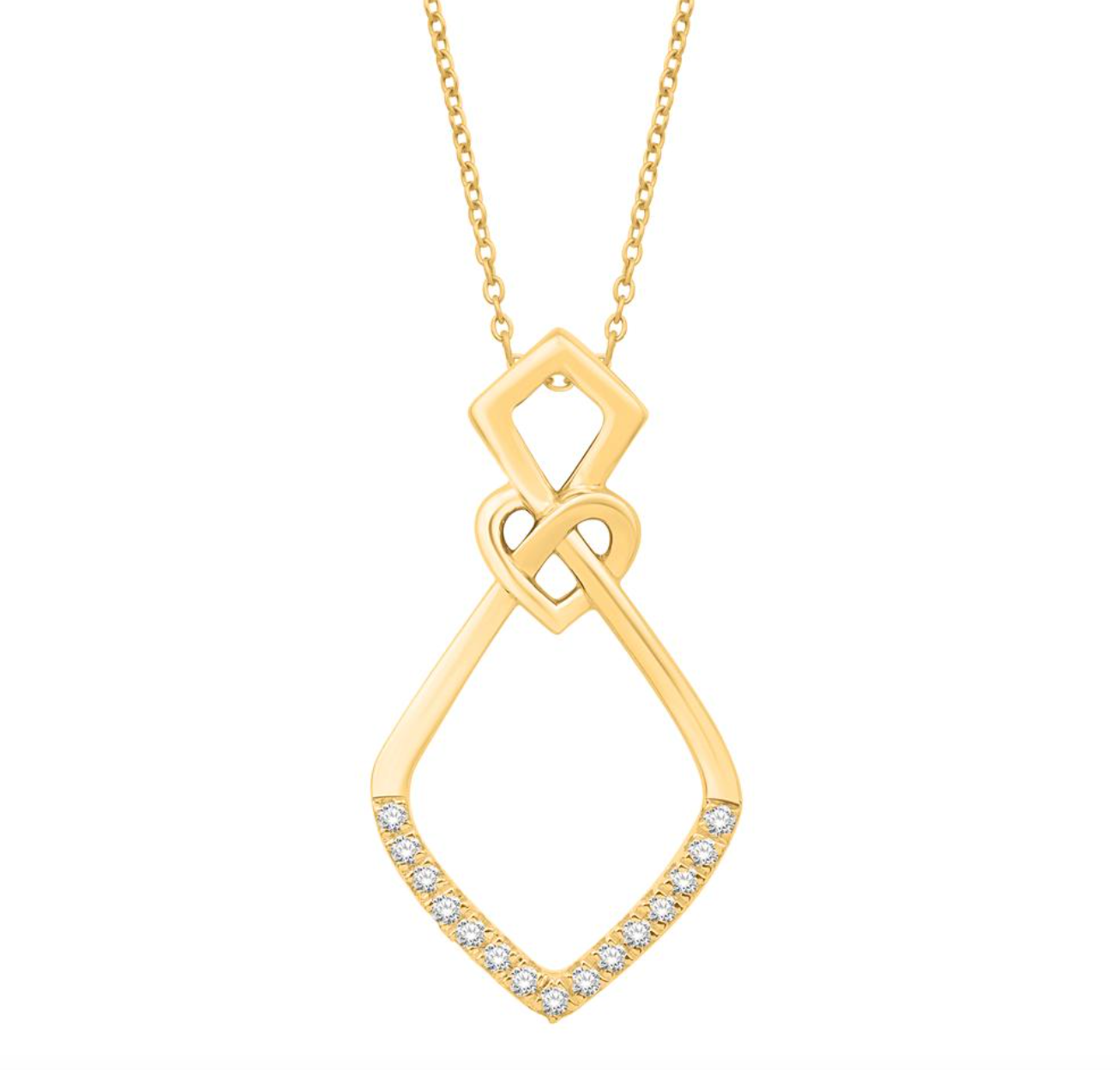 14K Gold Diamond Pendant with Chain 0.12CT