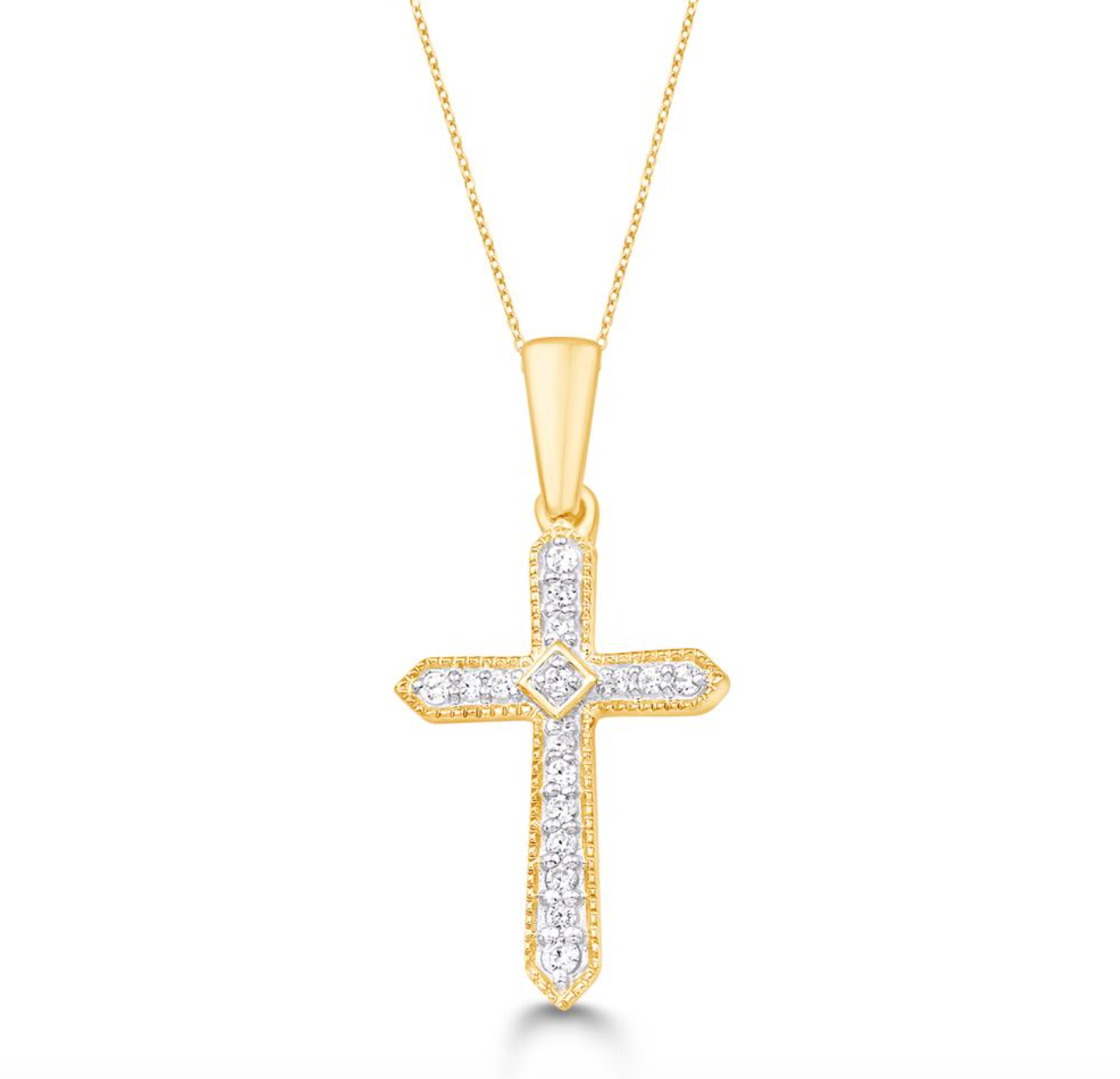 10K Gold Diamond Pendant with Chain 0.08CT