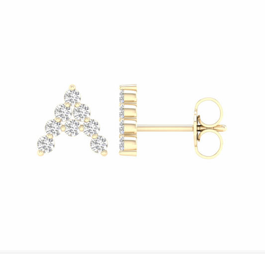 10K Gold Diamond Initial Earring