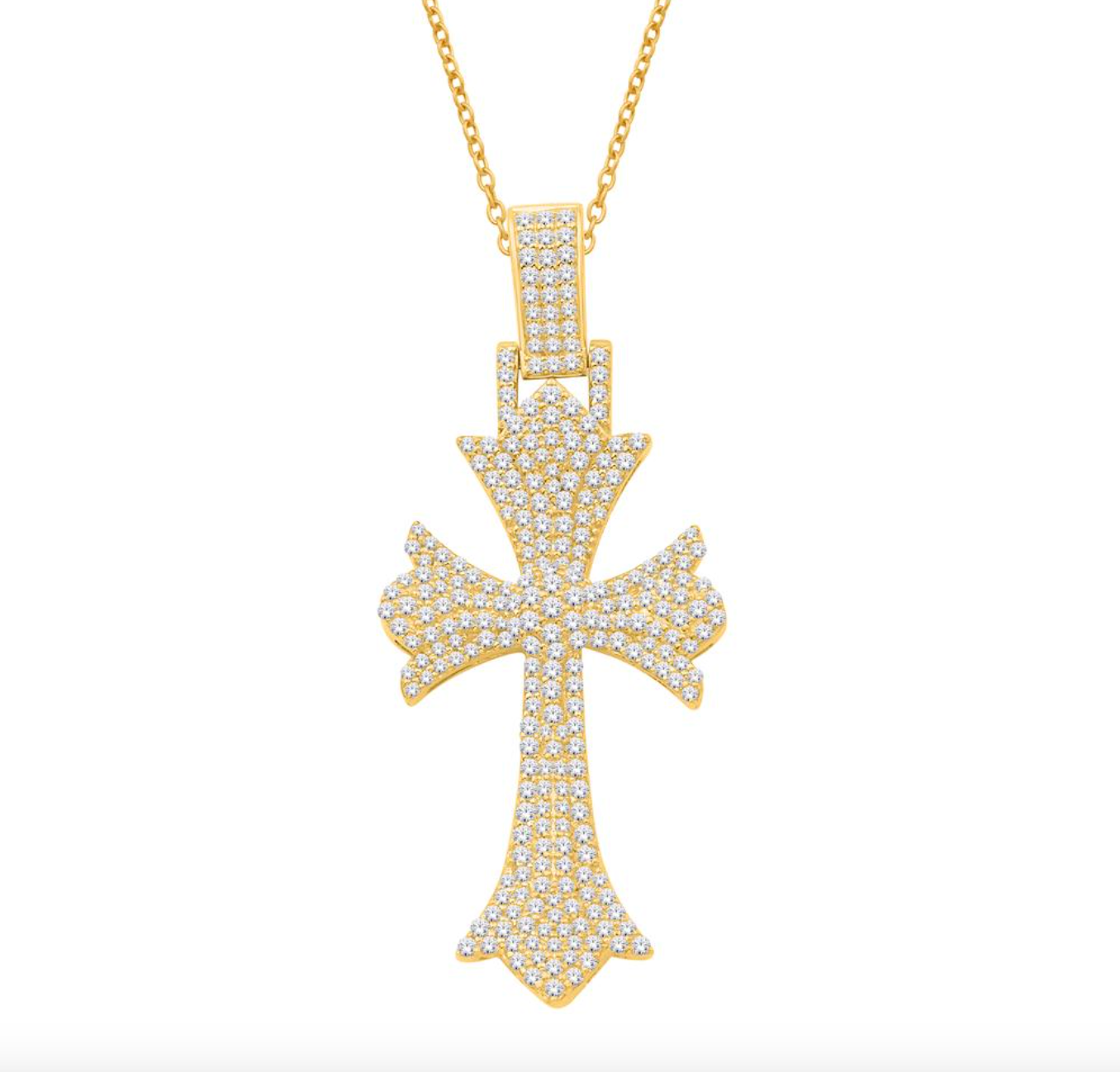 10K White Gold Diamond Cross Pendant 1.41CT