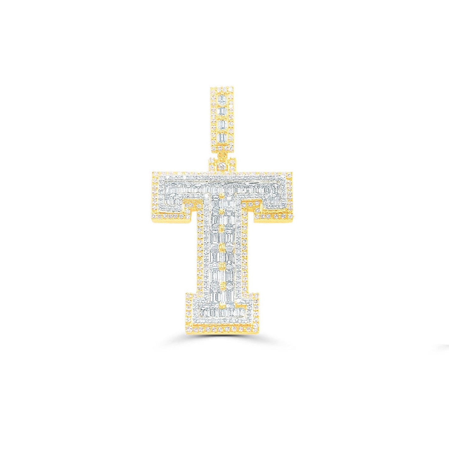 10K Gold Diamond Letter T Pendant